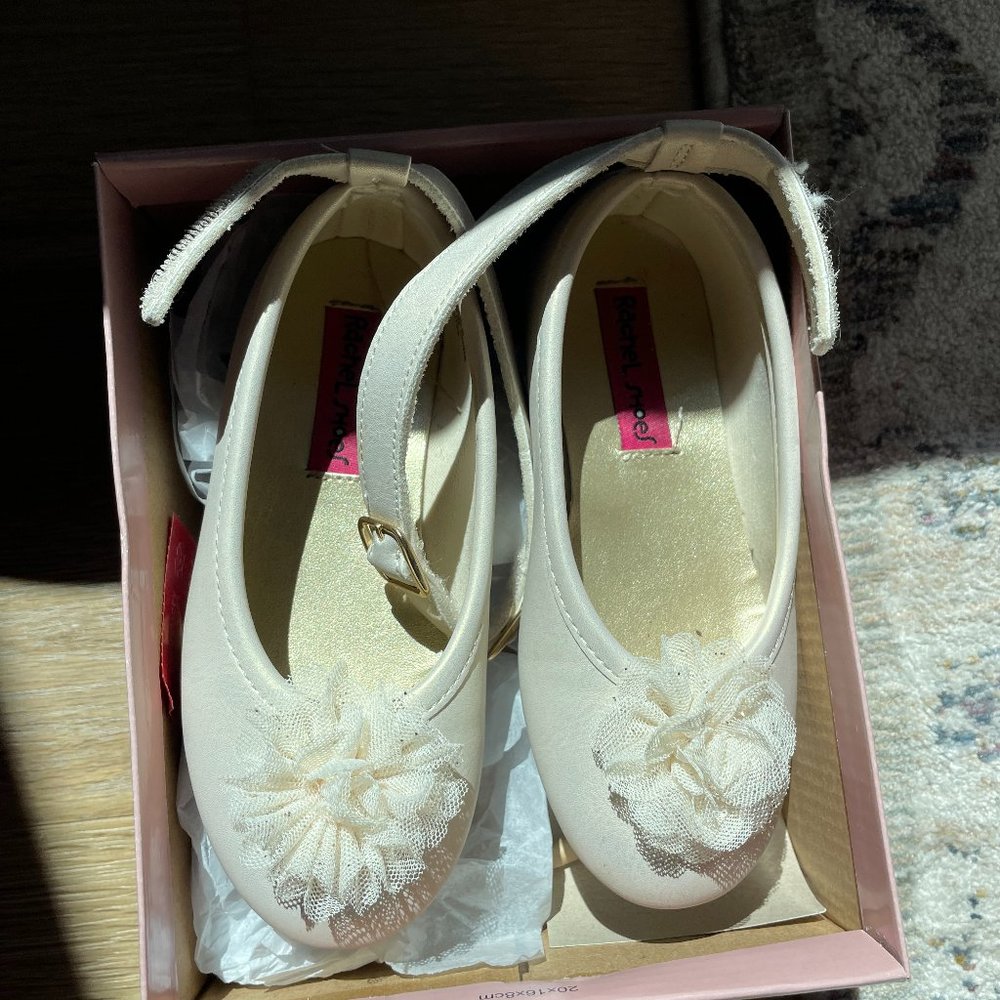 Rachel Flower Girl Shoes Lil Sylvia Beige Pearl - 2 Sizes - kids 6 and 10